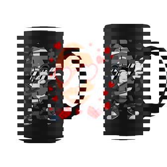 Dabbing Football Heart Glasses Valentines Day Sports Boys Coffee Mug - Monsterry
