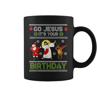 Dabbing Go Jesus It's Your Birthday Ugly Christmas Christian Coffee Mug - Seseable