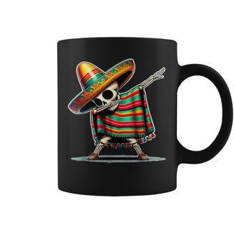 Dabbing Mexican Skeleton Poncho Cinco De Mayo Let's Fiesta Coffee Mug - Monsterry