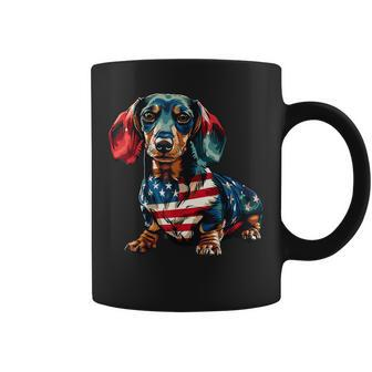 Dachshund Dog 4Th Of July American Flag For Women Coffee Mug - Monsterry AU