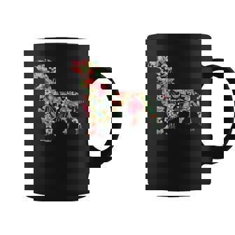 Dachshund Flower Dog Silhouette Floral Coffee Mug | Mazezy
