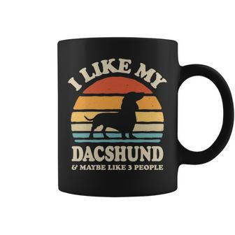I Like My Dachshund And Maybe Like 3 People Dog Lover Retro Coffee Mug | Mazezy