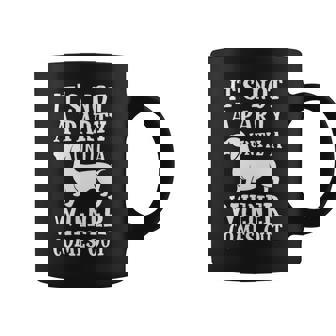 Dachshund Owner Not Party Until Wiener Comes Out Coffee Mug | Mazezy