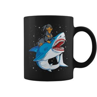 Dachshund Shark Kids Boys Men Space Galaxy Jawsome Coffee Mug | Mazezy