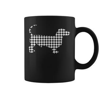 Dachshund Weenie Dog Houndstooth Pattern Black White Coffee Mug - Monsterry UK