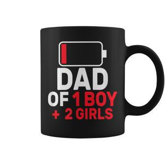 Dad Of 1 Boy And 2 Girls Low Battery Father's Day Dad Coffee Mug - Seseable