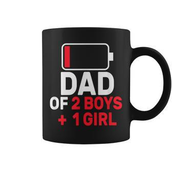 Dad Of 2 Boys And 1 Girls Low Battery Father's Day Dad Coffee Mug - Seseable