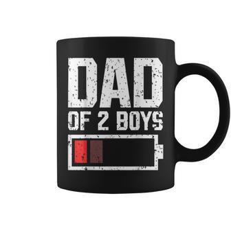 Dad Of 2 Boys Battery Low Daddy Of 2 Boys Father's Day 2024 Coffee Mug - Seseable