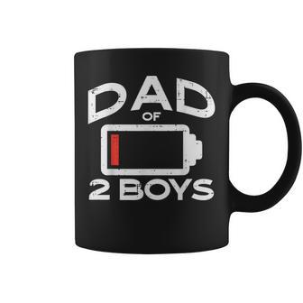 Dad Of 2 Boys Low Battery Fathers Day Daddy Papa Men Coffee Mug - Monsterry CA