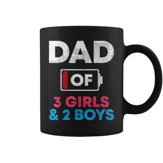 Dad Of 3 Girls And 2 Boys Battery Low Daddy Father's Day Coffee Mug - Monsterry UK