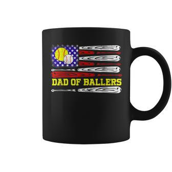 Dad Of Ballers American Flag Baseball Dad Softball Coffee Mug - Monsterry DE