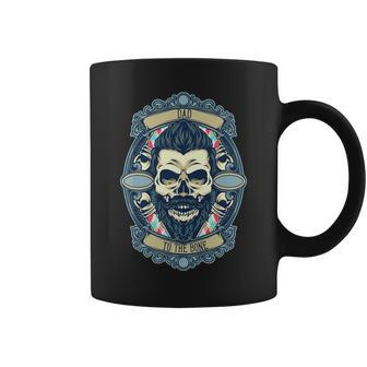 Dad To The Bone Vintage Skull Fathers Day Bearded Dad Rocker Coffee Mug - Thegiftio UK