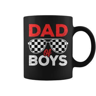 Dad Of Boys Fathers Day Birthday Retro Checkered Racing Dad Coffee Mug - Thegiftio UK