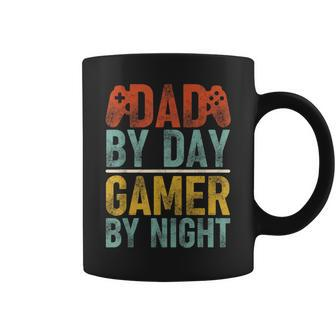 Dad By Day Gamer By Night Video Games Father's Day Retro Coffee Mug - Seseable