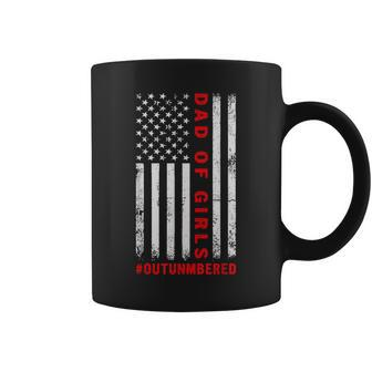 Dad Of Girls Outnumbered Vintage American Flag 4Th Of July Coffee Mug - Monsterry AU