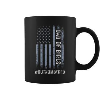 Dad Of Girls Outnumbered Vintage Usa Flag Fathers Day 2024 Coffee Mug - Seseable