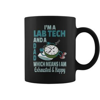 Dad Lab Tech Tired Busy Exhausted Saying Coffee Mug - Monsterry