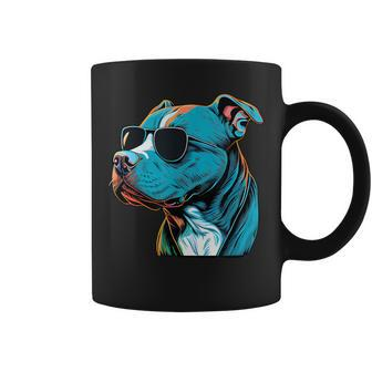 Dad Mom Cool Dog Sunglasses Pitbull Coffee Mug - Monsterry