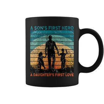 Dad Son's First Hero Daughter Love For Fathers Day Coffee Mug - Seseable
