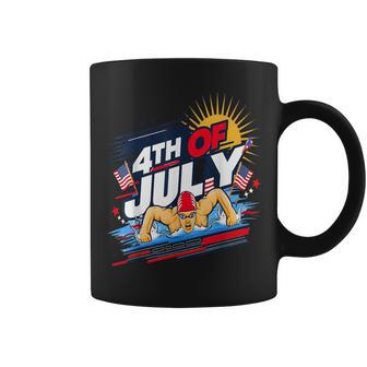 Dad Swimmer American Pride Father's Day & 4Th Of July Coffee Mug - Seseable