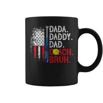 Dada Daddy Dad Coach Bruh Softball Dad Usa Flag Fathers Day Coffee Mug - Thegiftio UK