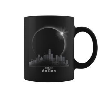 Dallas Texas Skyline Silhouette Total Solar Eclipse 2024 Coffee Mug | Mazezy