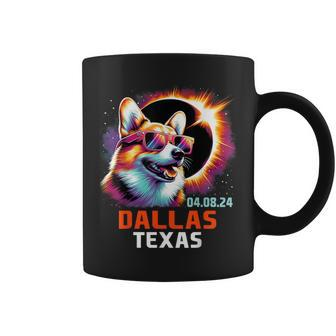 Dallas Texas Total Solar Eclipse 2024 Corgi Dog Coffee Mug | Mazezy
