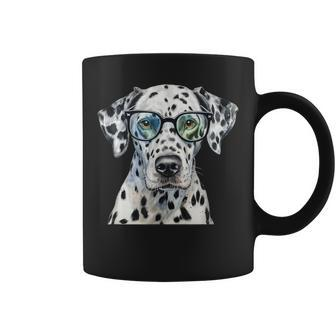 Dalmatian Watercolor Dog Wearing Glasses Coffee Mug - Monsterry UK
