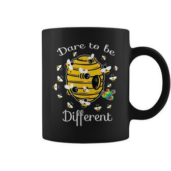 Dare To Be Different Bee Puzzle Cool Autism Awareness Coffee Mug - Monsterry