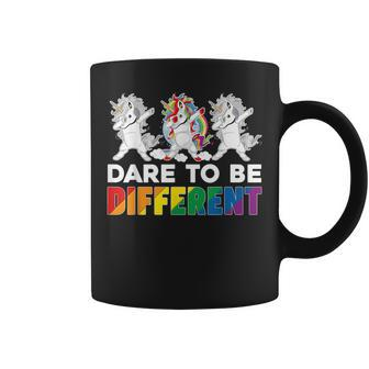 Dare To Be Different Dabbing Unicorn Lgbt Pride Gay Lesbian Coffee Mug - Monsterry AU