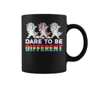 Dare To Be Different Dabbing Unicorn Pansexual Lgbt Pride Coffee Mug - Monsterry DE