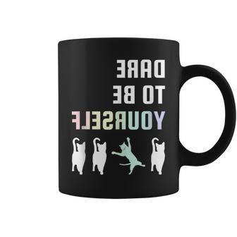 Dare To Be Yourself Autism Awareness Lgbt Pride Cat Coffee Mug - Monsterry DE