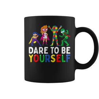 Dare To Be Yourself Autism Awareness Superheroes Coffee Mug - Thegiftio UK