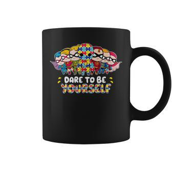 Dare To Be Yourself Autism Awareness Superheroes Coffee Mug - Monsterry