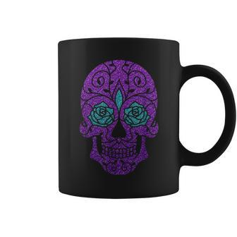 Day Of The Dead Cinco De Mayo Purple Sugar Skull T Coffee Mug - Monsterry UK