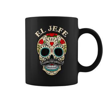 Day Of The Dead Mexico El Jefe Boss Sugar Skull Halloween Coffee Mug | Crazezy