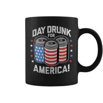 Day Drunk For America Patriotic Stars & Stripes Beer Cans Coffee Mug - Monsterry UK
