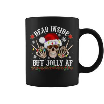 Dead Inside But Jolly Af Christmas Skull Coffee Mug - Monsterry