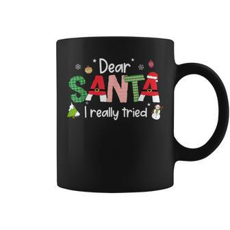 Dear Santa I Really Tried Christmas Lights Family Matching Coffee Mug - Seseable