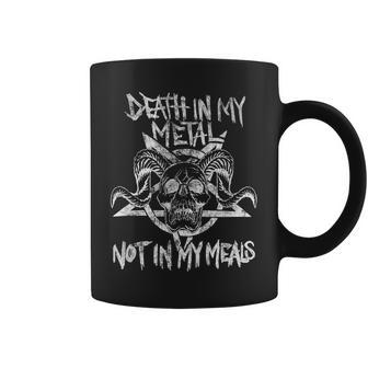 Death In My Metal Not In My Meals Vegan Metalhead Coffee Mug - Monsterry