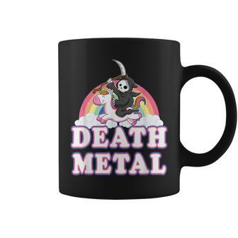 Death Metal Rock Music Rainbow Grim Reaper Riding Unicorn Coffee Mug - Thegiftio UK