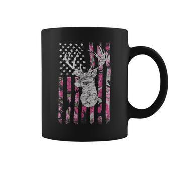 Deer Hunting Camo American Flag Pink Buck Coffee Mug - Monsterry