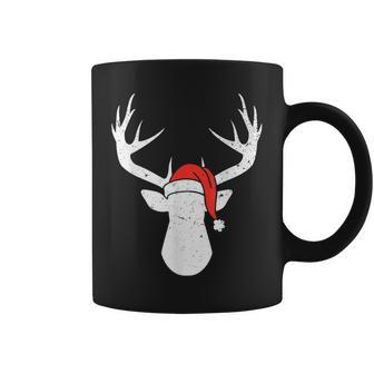 Deer With Santa Hat Christmas Pajama Hunting Hunter Xmas Coffee Mug | Mazezy