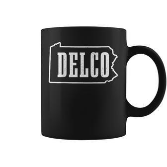 Delco Delaware County Map Pride Pennsylvania Vintage Coffee Mug - Monsterry AU