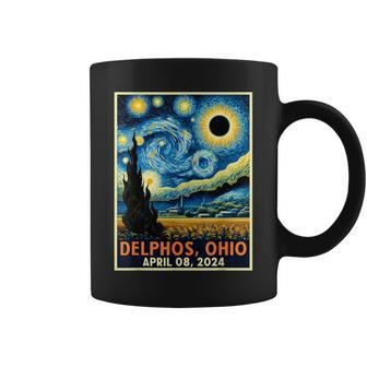 Delphos Ohio Total Solar Eclipse 2024 Starry Night Van Gogh Coffee Mug - Seseable