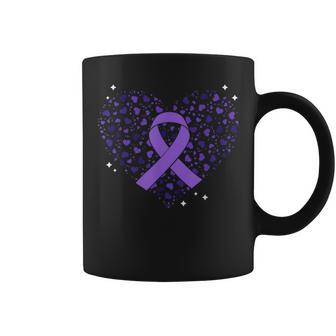 Dementia Heart Alzheimer's Disease Purple Ribbon Awareness Coffee Mug - Seseable