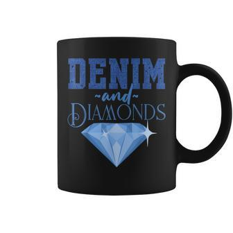 Denim And Diamonds Fashionable Trendy Jeans Coffee Mug - Thegiftio UK