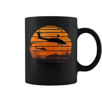 Desert Sunrise Ah-64 Apache Attack Helicopter Vintage Coffee Mug - Monsterry CA