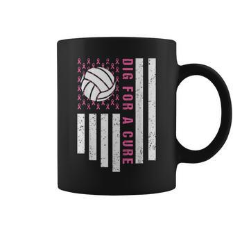 Dig For A Cure Breast Cancer Awareness Volleyball Pink Out Coffee Mug - Seseable