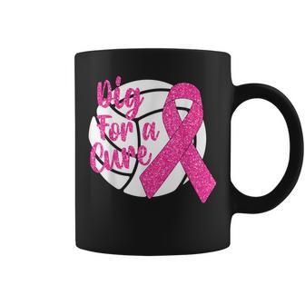 Dig For A Cure Breast Cancer Awareness Volleyball Pink Out Coffee Mug - Monsterry AU